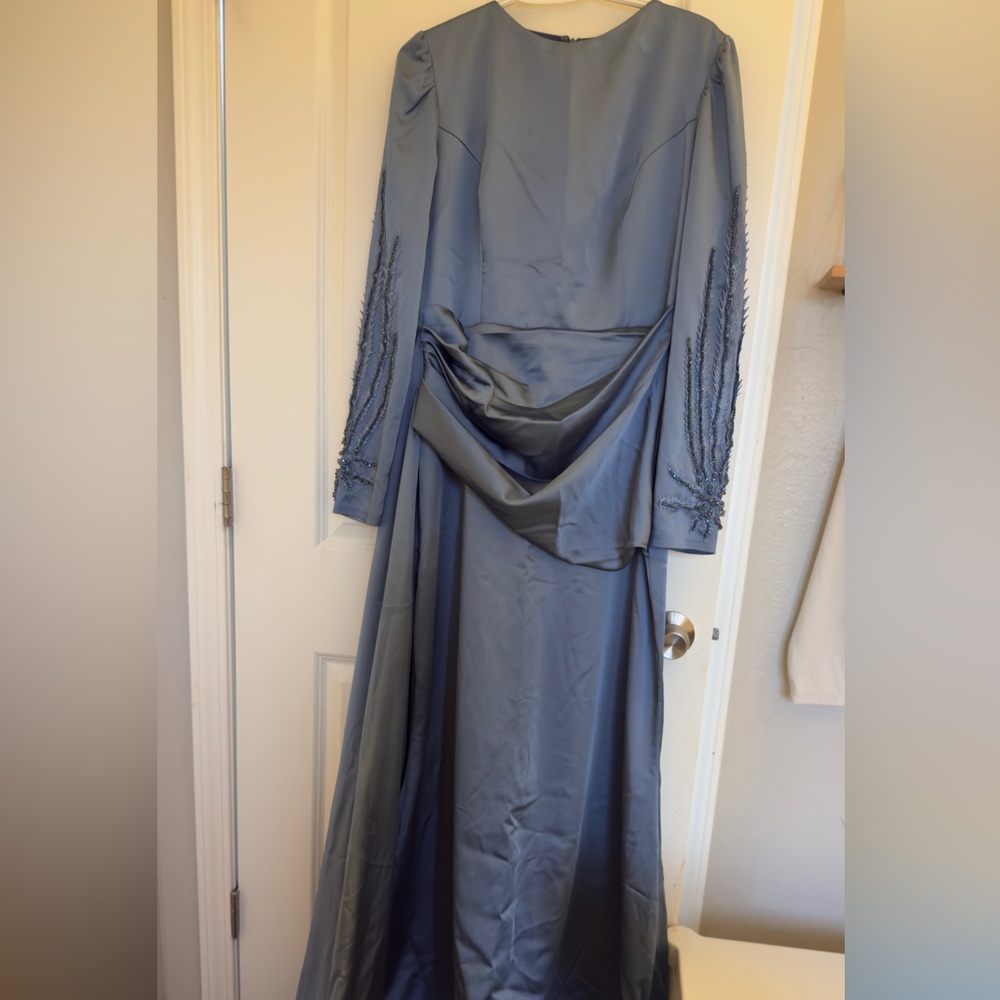 Elegant Long Sleeve Satin Dress